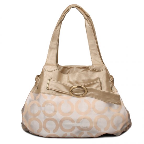 Coach Buckle In Signature Large Gold White Hobo END | Coach Outlet Canada